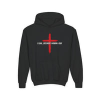 Load image into Gallery viewer, I CAN...BECAUSE I KNOW A GUY COTTON BLEND KIDS HOODIE