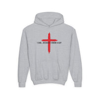 Load image into Gallery viewer, I CAN...BECAUSE I KNOW A GUY COTTON BLEND KIDS HOODIE